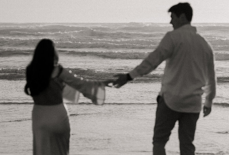 Canon Beach engagement session at sunset 