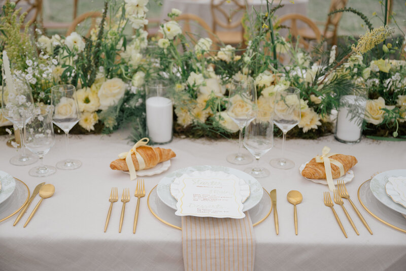 Gold and green wedding reception planned by Kate & Co in the midwest. Photo by Nebraska Wedding Photographer, Anna Brace.
