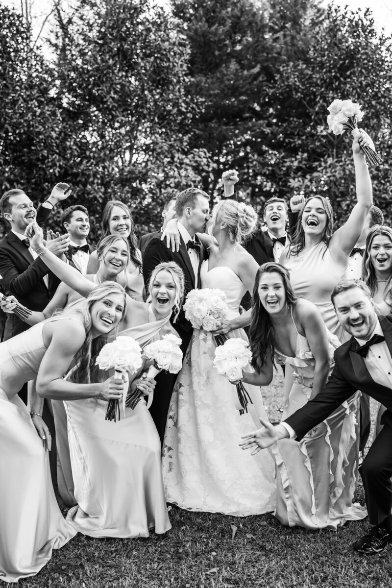 Bride and Groom Celebrate with their friends and family after the ceremony  in Georgia