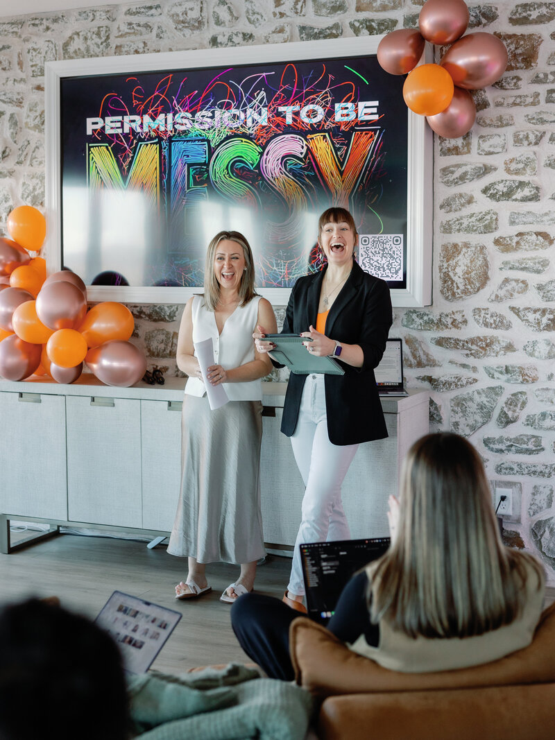 Jamie and Heather, Conquer Live Hosts, kick off event