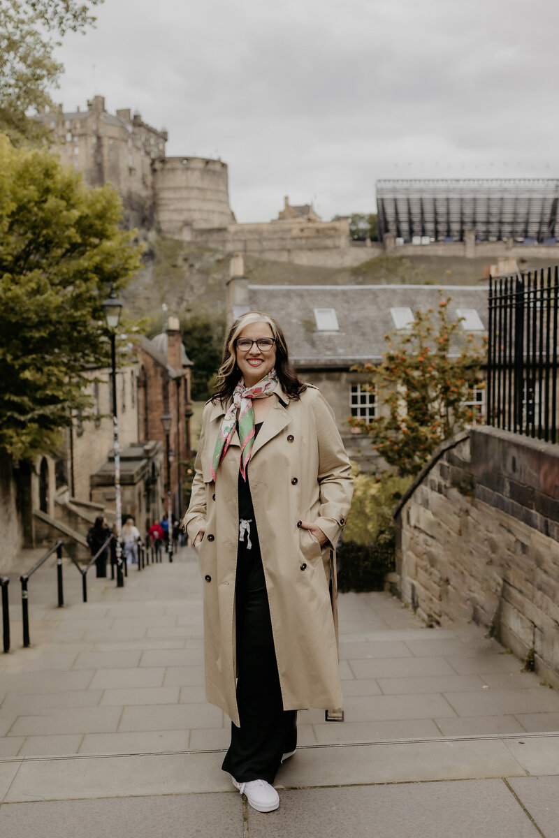 Margaret on location in Edinburgh