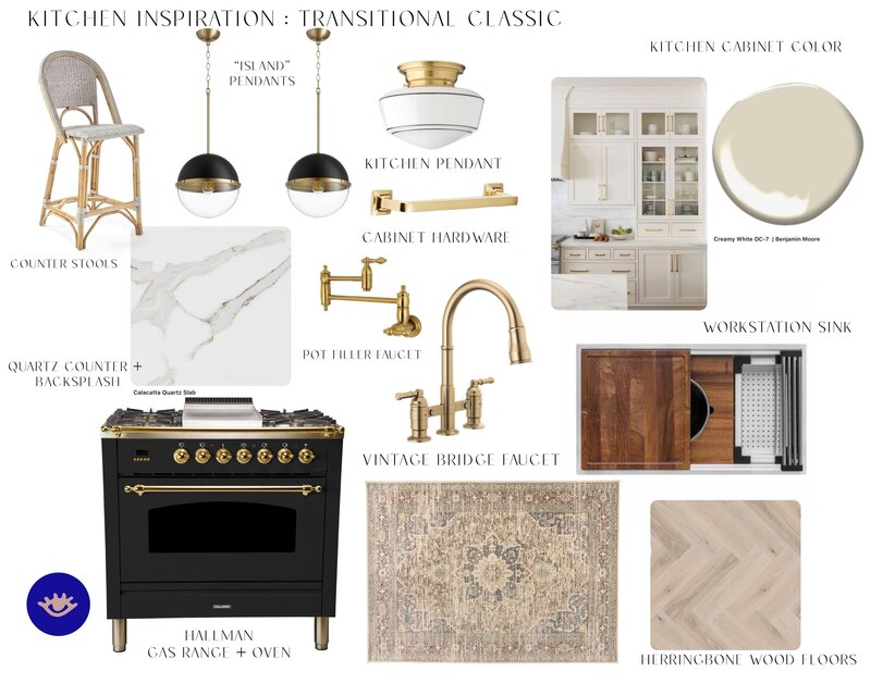 Kitchen Inspiration Transitional Classic Mood Board