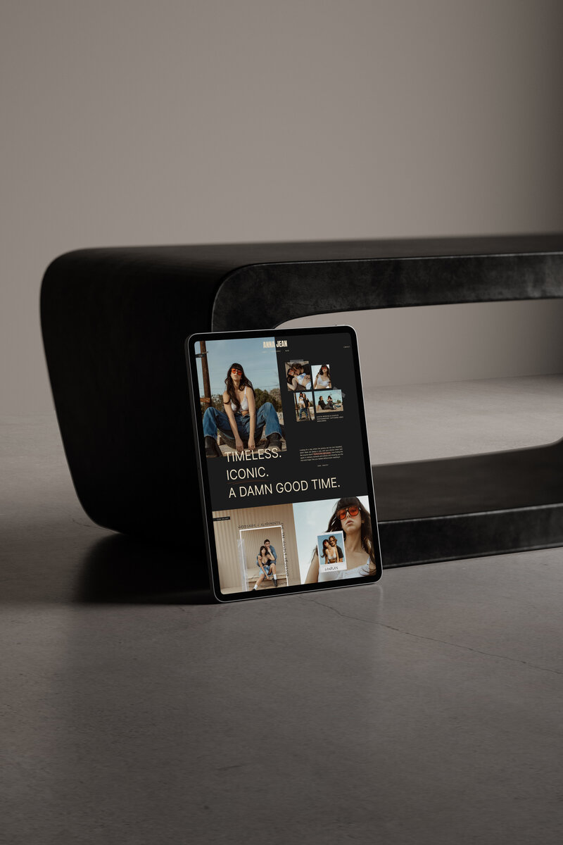 Anna Jean website mockup on ipad