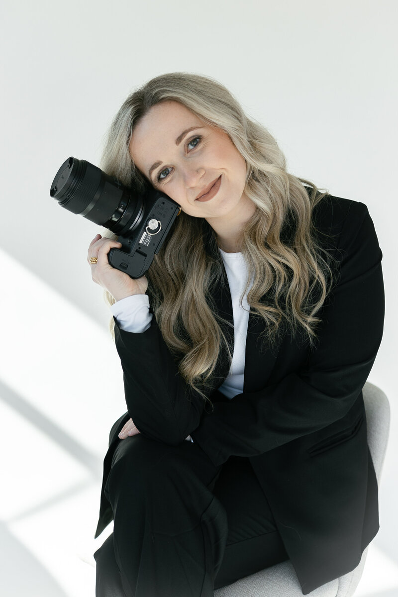 headshots of north carolina wedding photographer in studio