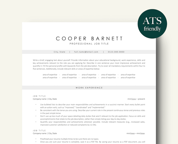 RecruitTheEmployer-ATS-Friendly-Professional-Resume-Template-Cooper