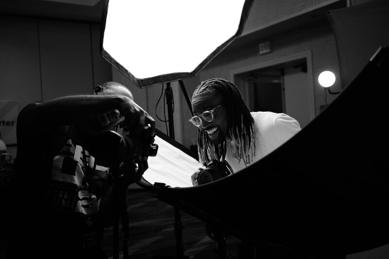Photography headshot station at BWI