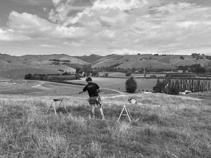Jono working on hill build site