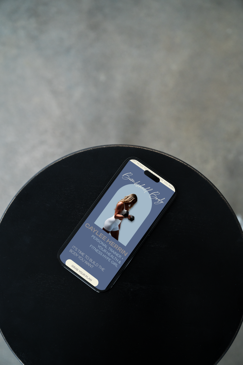 Website mockup for a fitness trainer designed by Alexa Lucky Creative to showcase services and attract ideal clients
