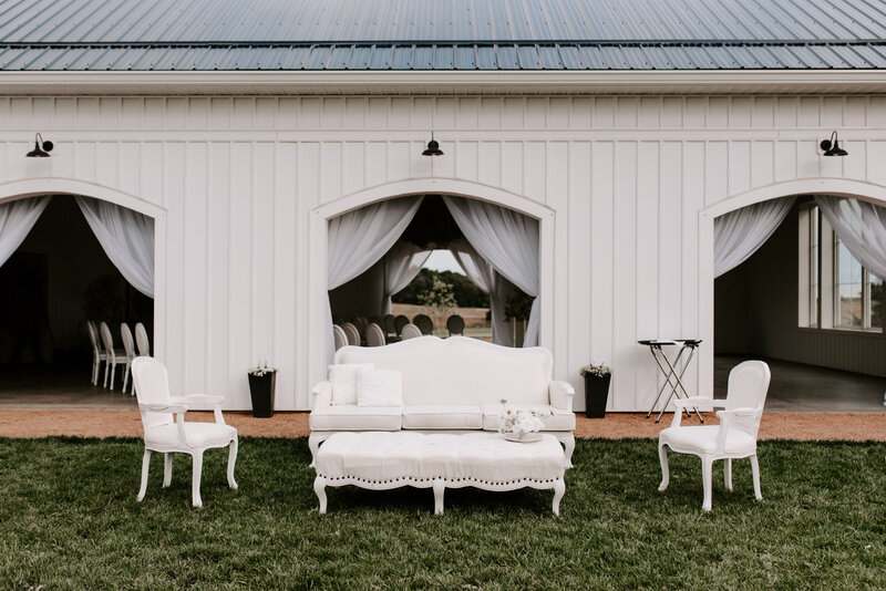 Outdoor wedding venue seating.