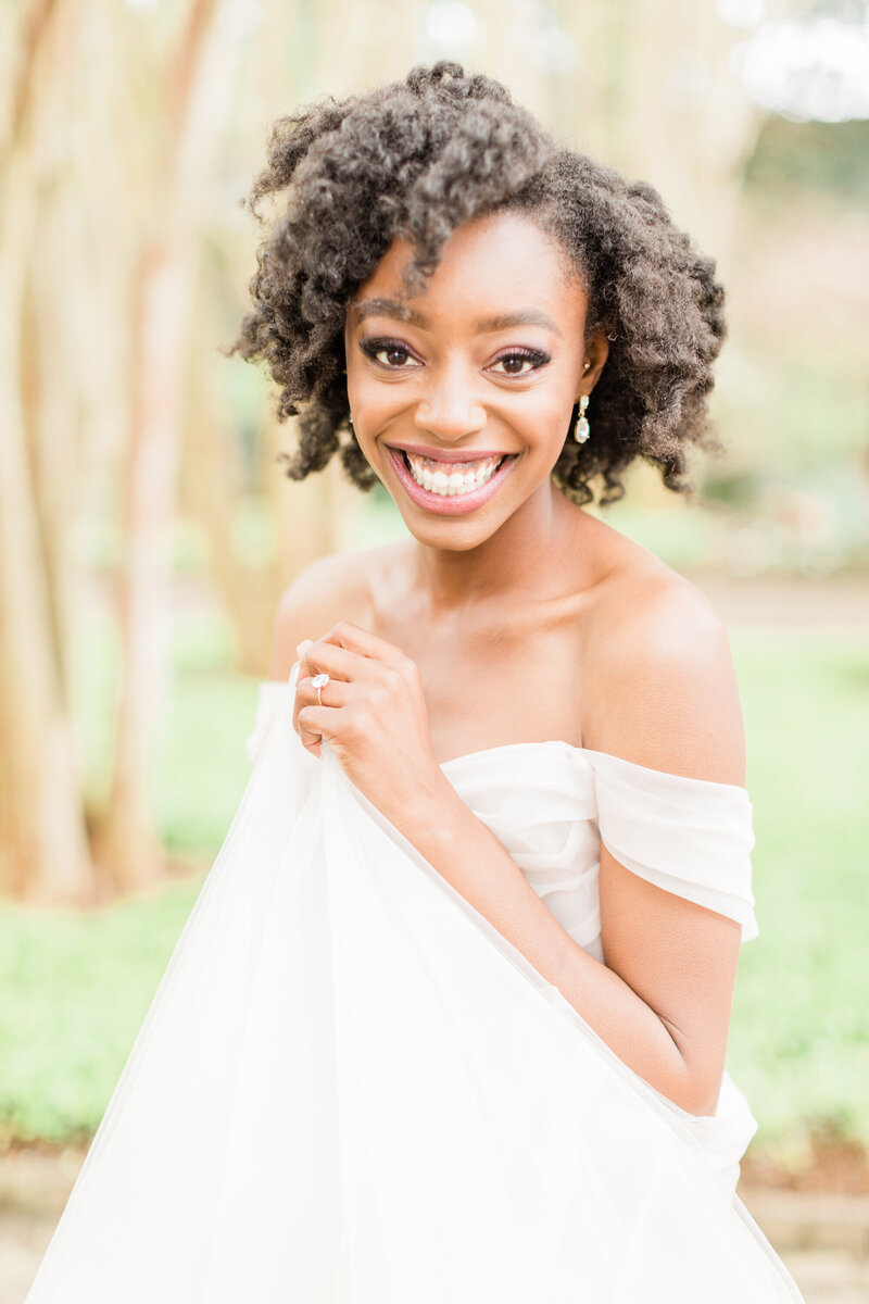 stunning bride smiling at camera