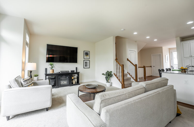 Fireplace with chair