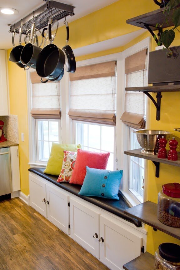 light and airy kitchen with wood accents