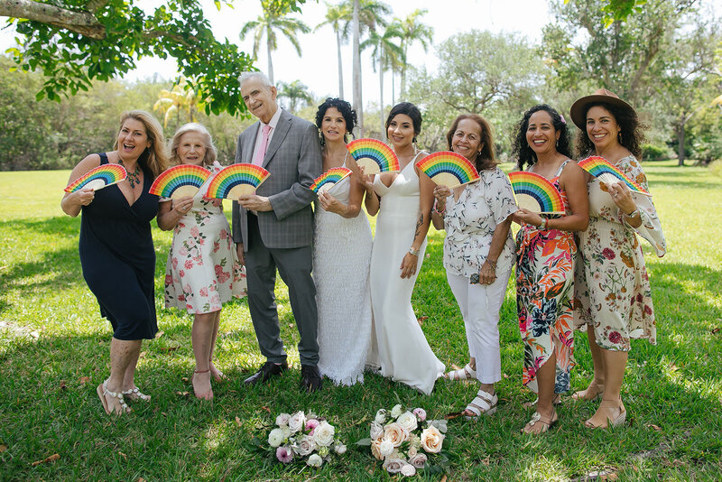 Micro-Wedding-Miami-Outdoors-Guests-Rainbow-Fans