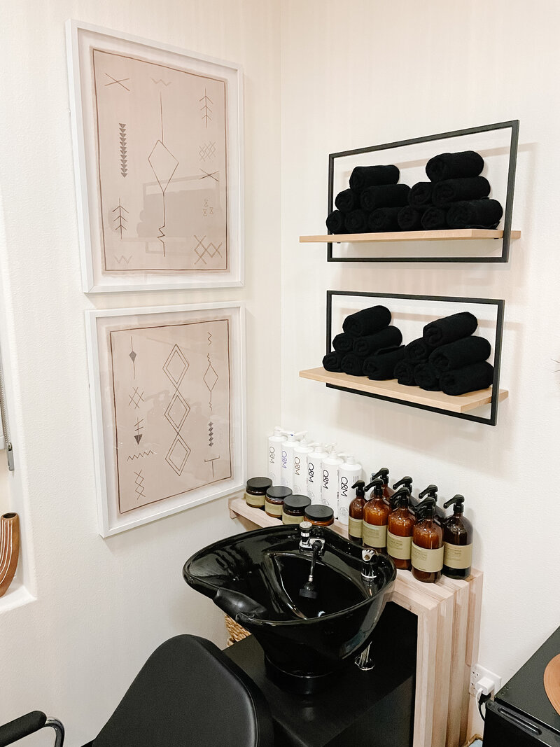 Custom Hairstylist Shelf / Colorado Interior Decorator / Teak and Amber Interiors