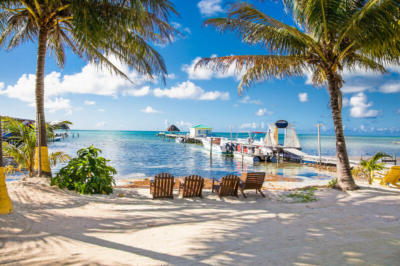 Belize beach and dock