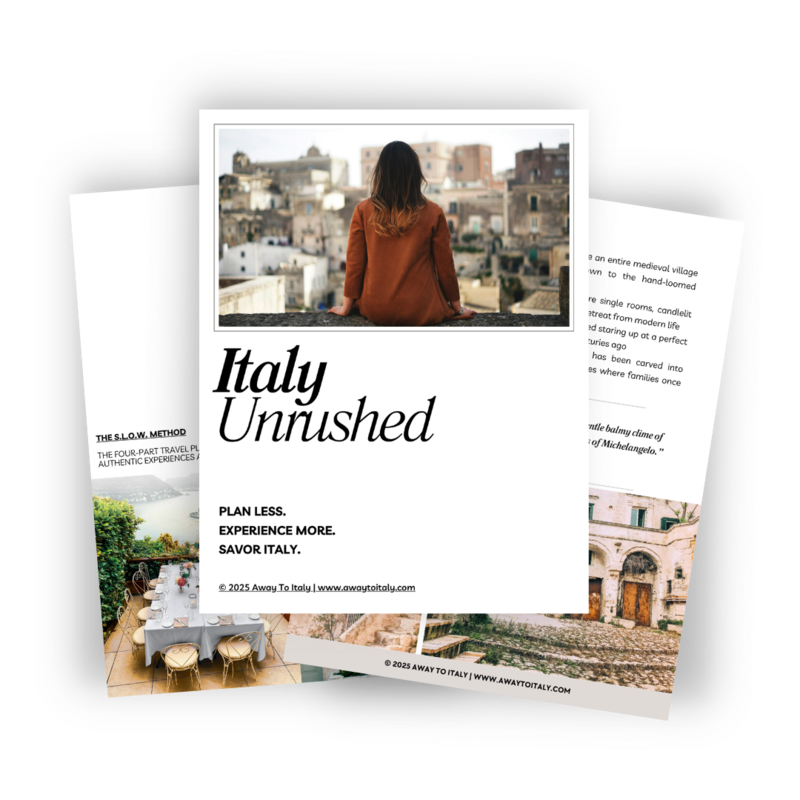 Italy Unrushed Italy trip planning ebook for slow travel in Italy