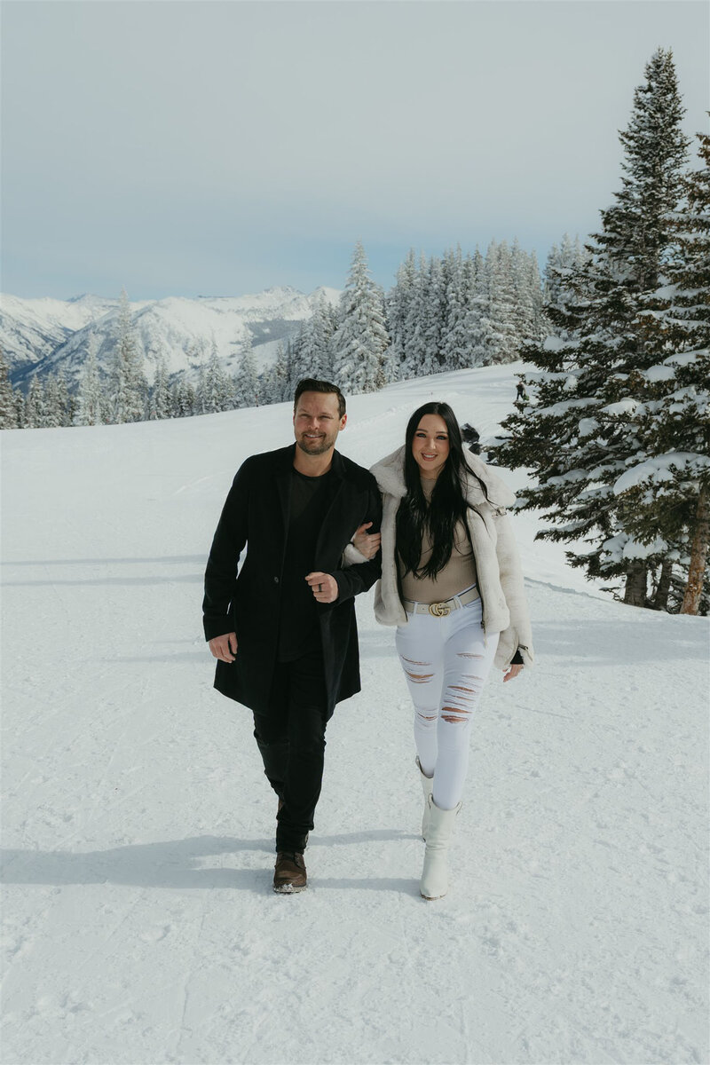 Aspen winter engagement photography on Ajax Mountain