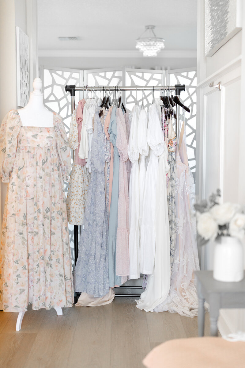 Tampa designer maternity gowns  for portrait sessions in natural light  studio in Tampa Florida