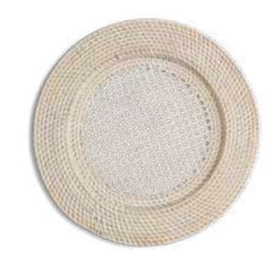 white rattan charger