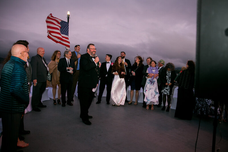 Guests listening to a speech | Wedding Photography taken by Maine Wedding Photographer