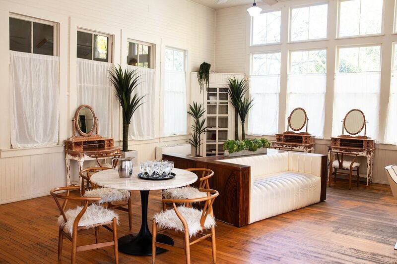 The Bridal Salon inside the historic schoolhouse at Green Gables Wedding Estate in San Marcos.