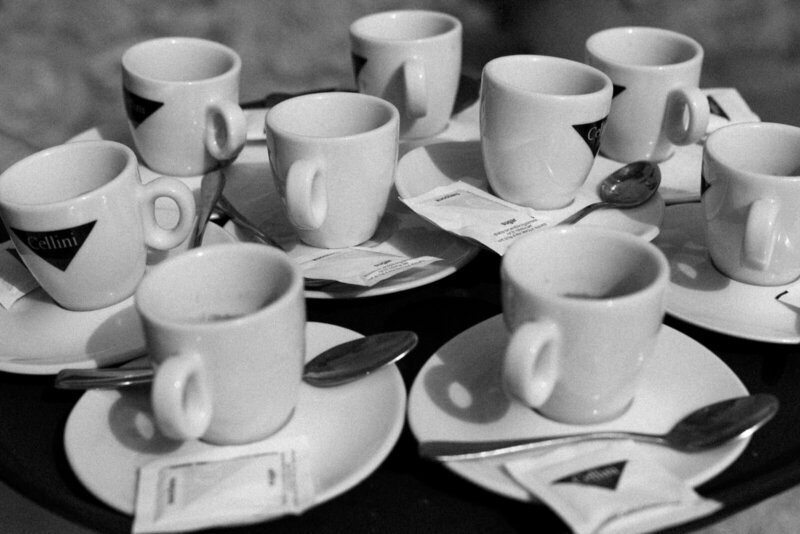 Midday cappuccinos at a wedding weekend in Capri Italy, by Andrea-Marie Photography