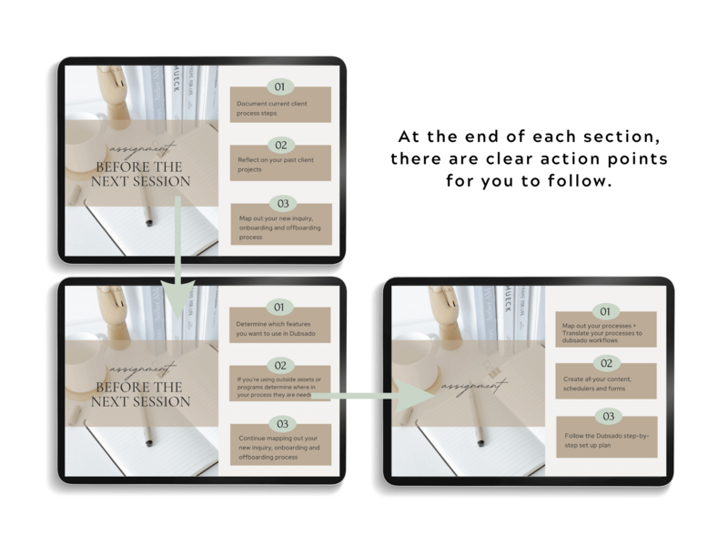 Elevate your client workflow with Dubsado Training - Product Images - Workflow translation by The Streamlined Creative by Stephanie Taale - Business Coach, Client Experience and Systems Strategist for brand and website designers