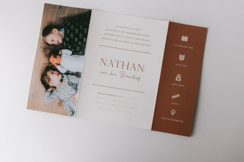Drieluik-geboortekaart-roest-Nathan-met-foto's