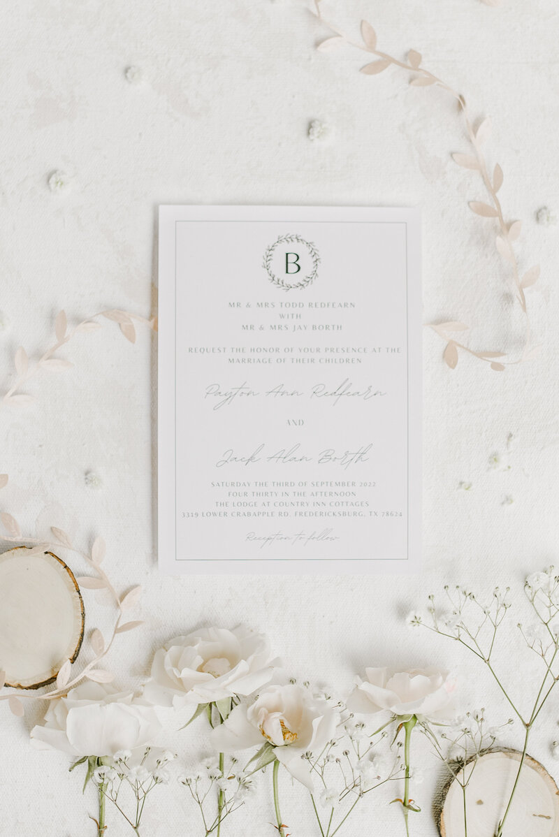 Invitation Image taken at the Lodge in Fredericksburg Texas