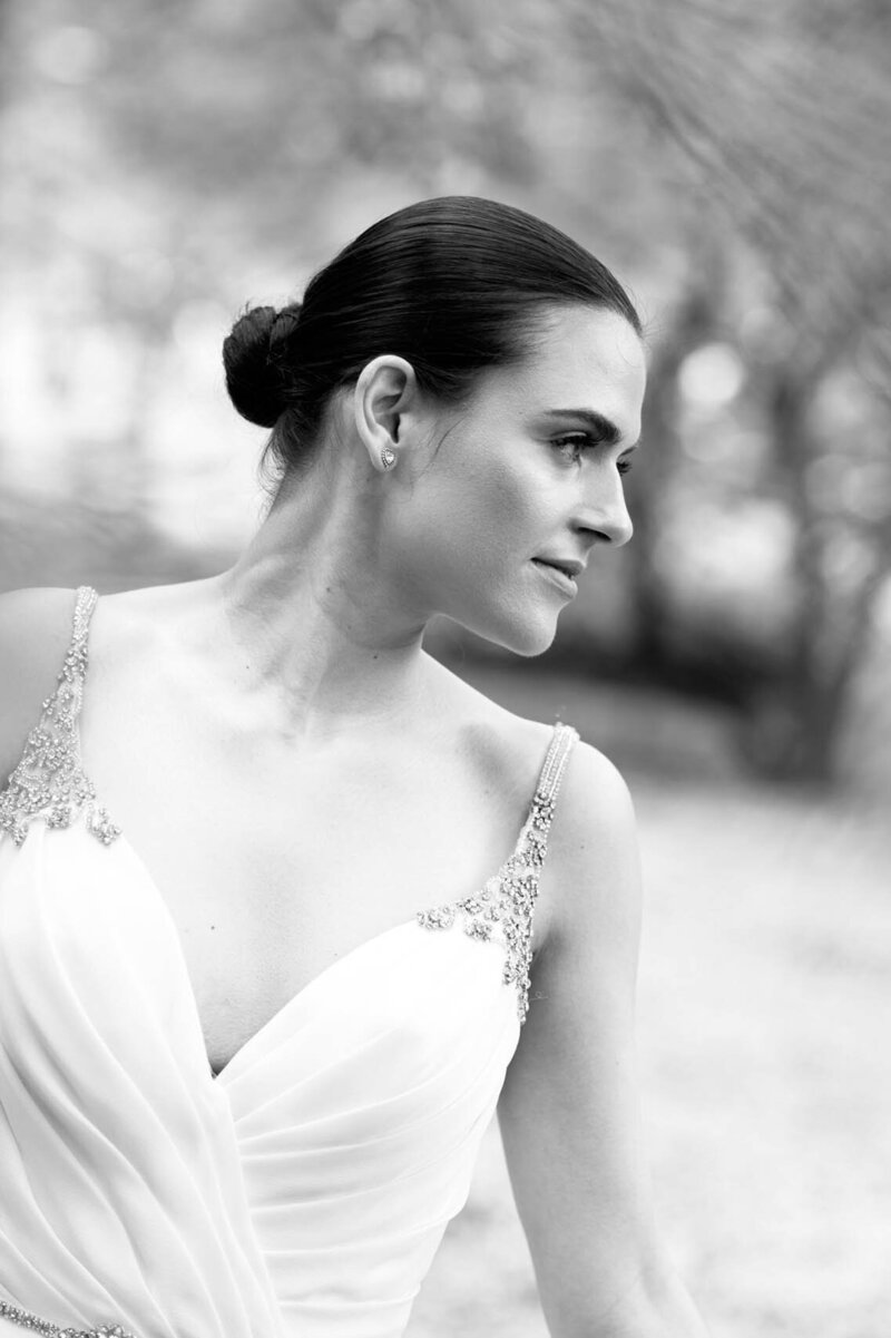 Beautiful young bride wearing a Maggie Sotterro dress in Central Park.