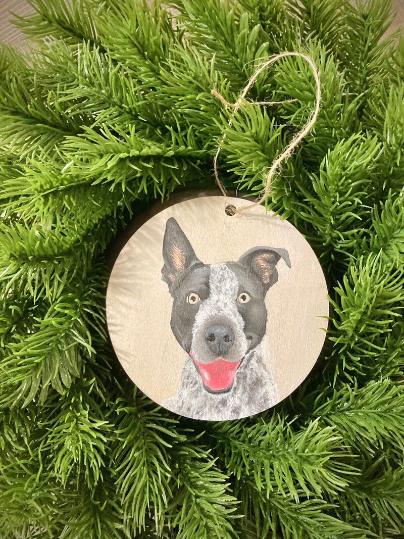 Painted Christmas ornament with dog