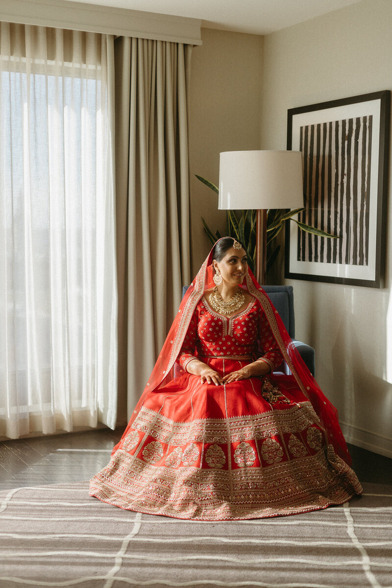 Bridal portrait of Hindu bride at the Westin Downtown Venue 22 in Ottawa Ontario