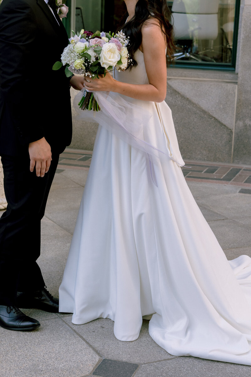 Close up of bride and groom on wedding day