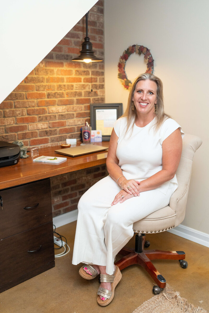 Shelby John welcoming clients to therapy practice
