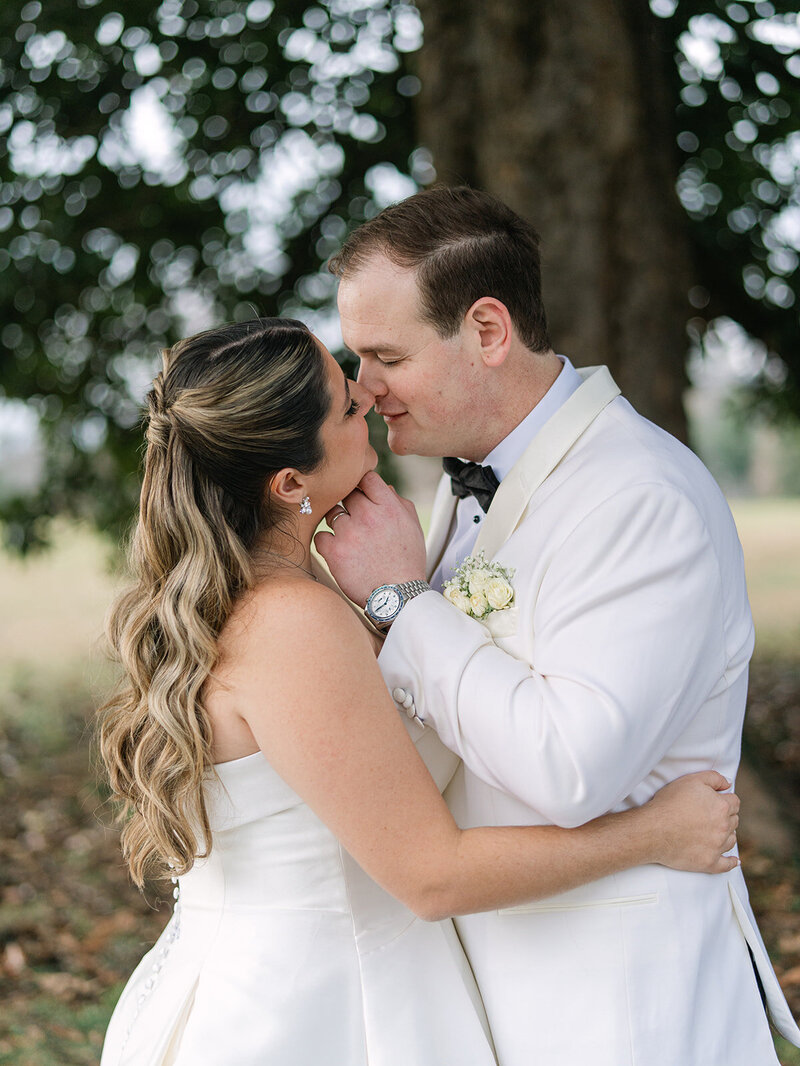 Bride and groom embracing each other