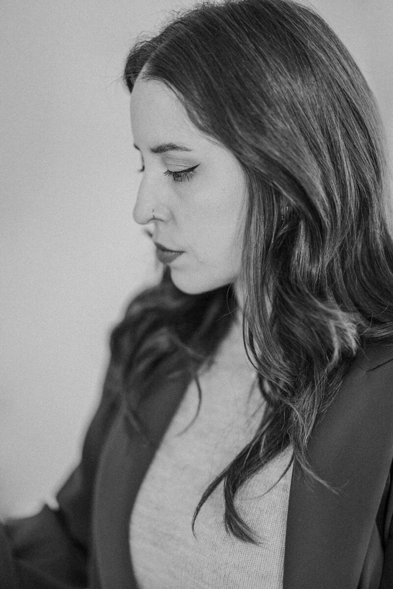 woman looking down