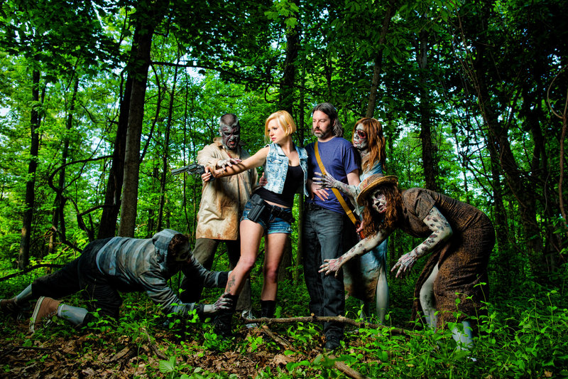 Zombie Engagement Session in the woods for a Walking Dead Couple