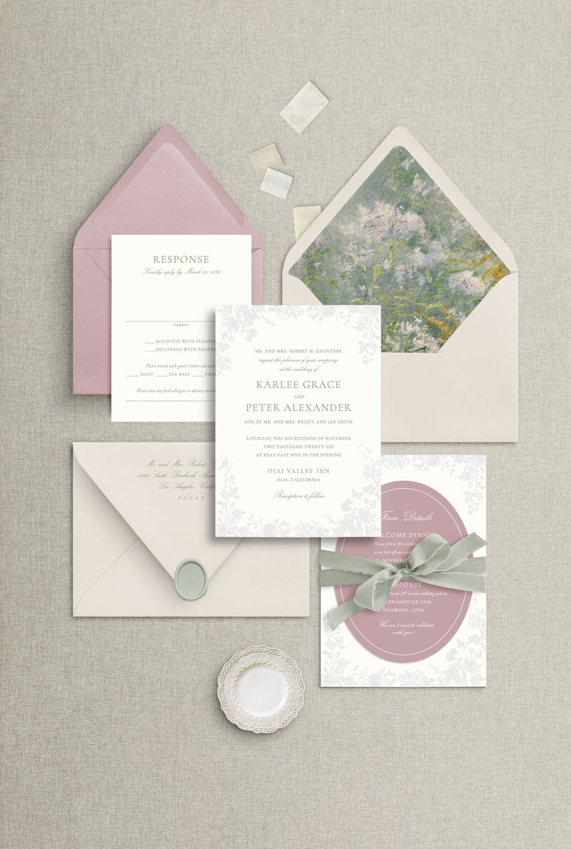 Semi Custom wedding invitation with blind letterpress