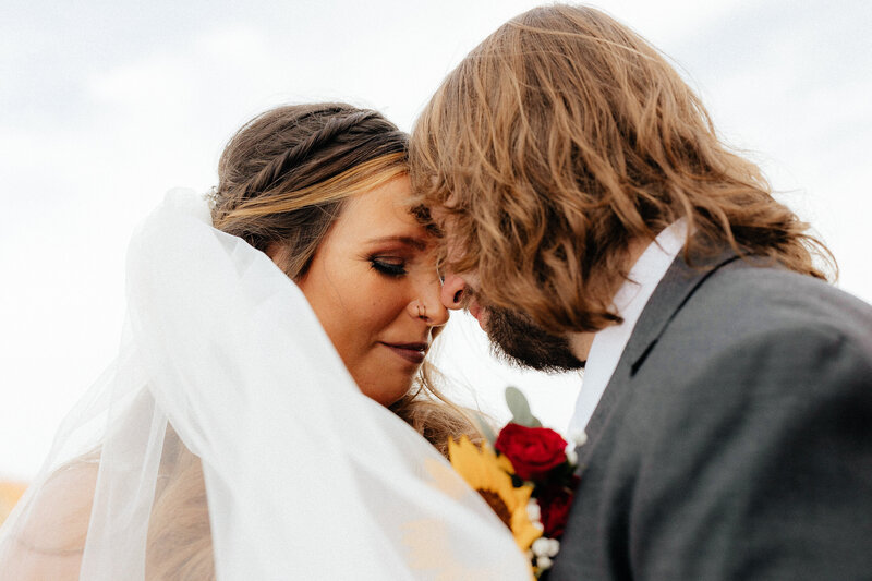 close up bride and groom photo