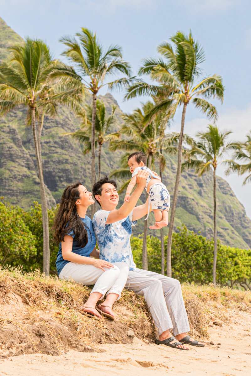 Hawaii family photography mountain adventure session - professional photographers capturing authentic moments in tropical landscape