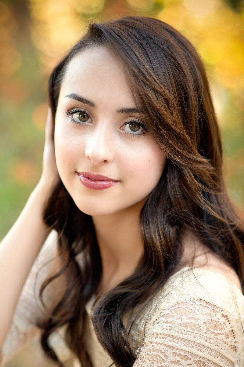 Senior girl with long brown hair