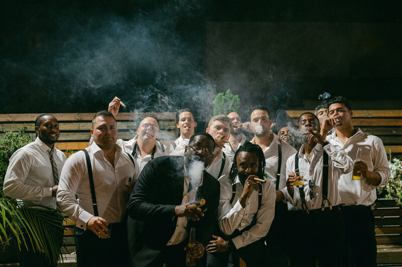 Groom and groomsmen at a wedding in Chicago