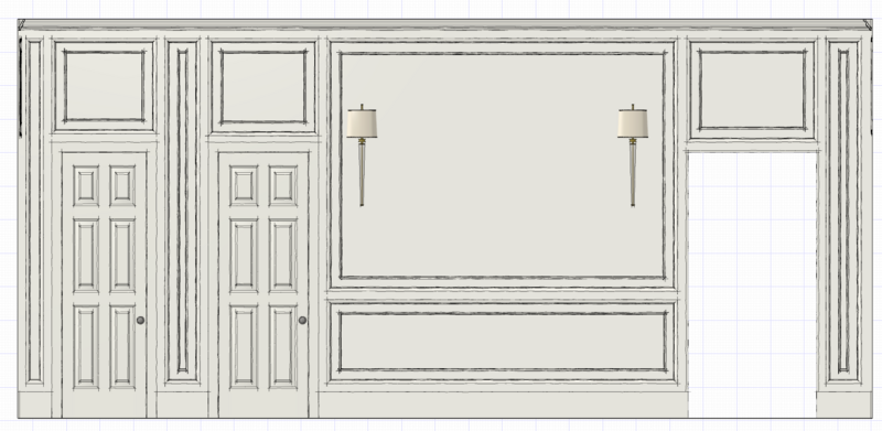 judges paneling to the ceiling. french country style bathroom. master suite elevation. cape charles interior design. kristina anne designs. mandeville lousianna. remote bathroom design. virtual bathroom design. 