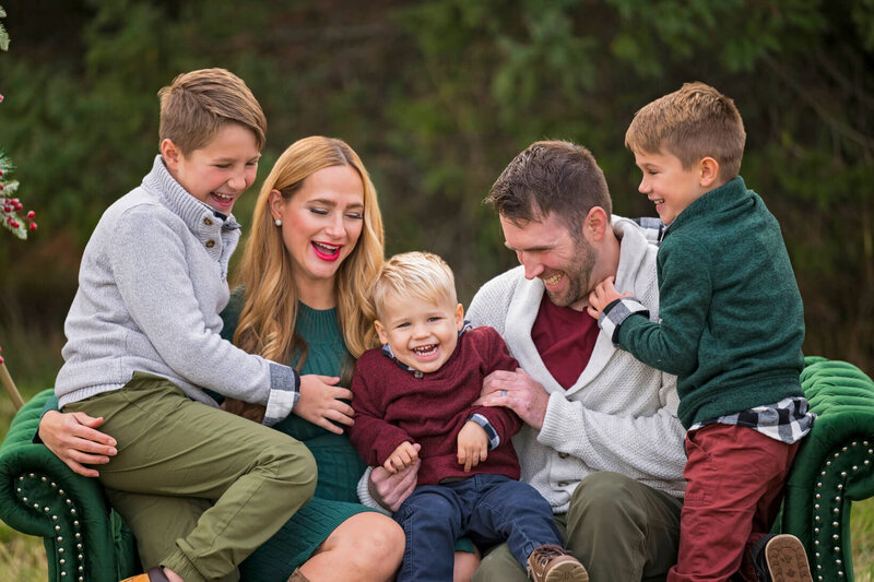 Wisconsin mini-session photo of family at wagner's tree farm