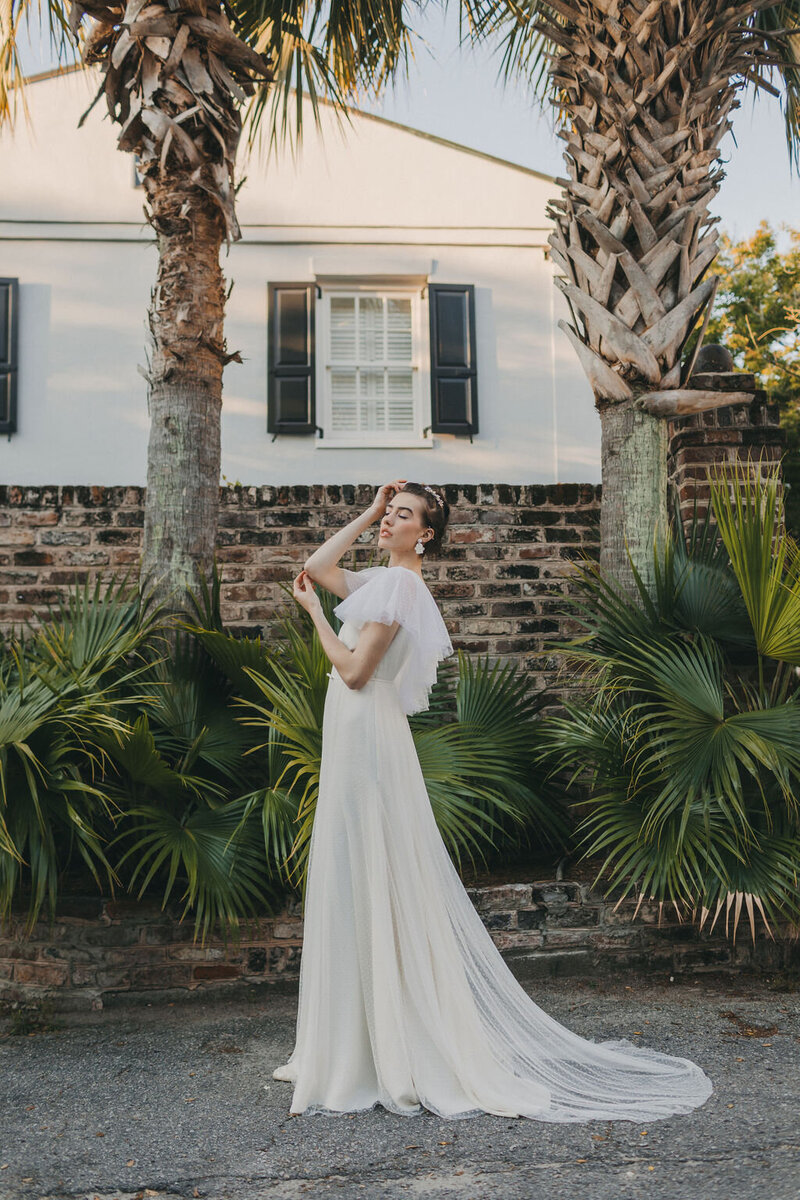 Pearl beaded wedding dress, a-line