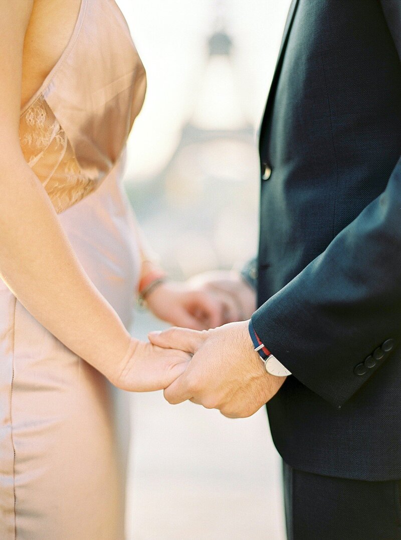 Bride and groom walk up memorial steps at their DC wedding