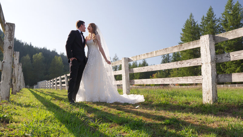 bride and groom kissing