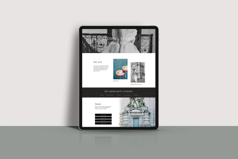 Wedding Vendor Directory Template on Showit