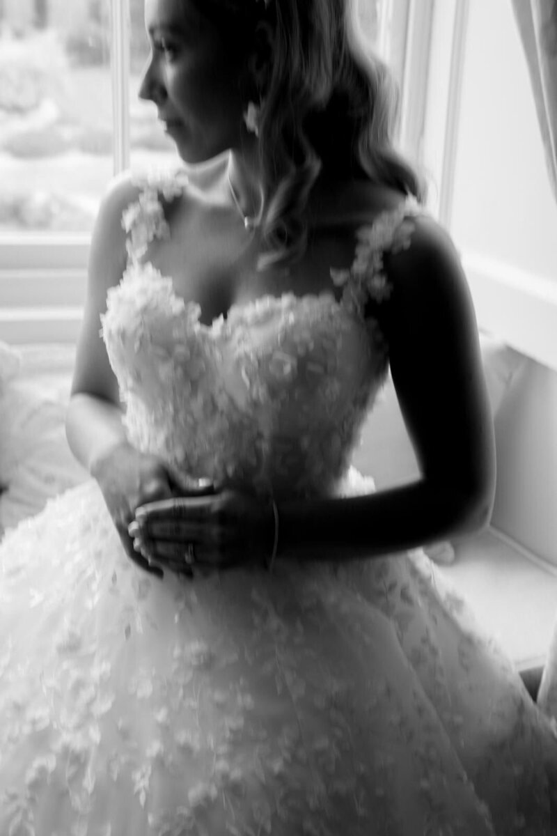 Black and White Image of Bride