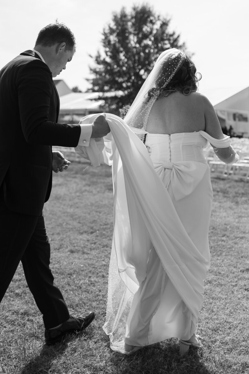 Newlyweds walking in Cambridge MD